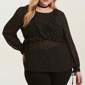 TORRID shear polka dot blouse